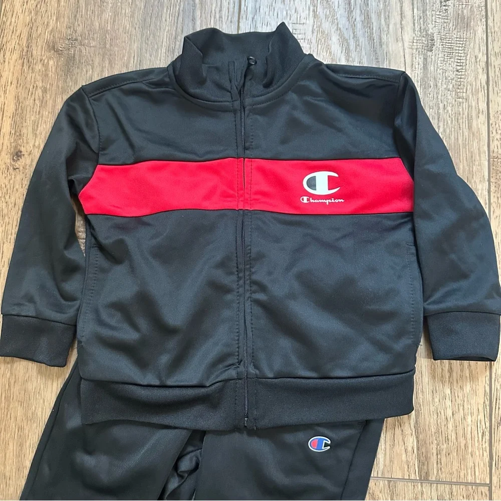 NEW!‎ Champion Infant Boy’s Tracksuit, Black and Red, Zip Up, Classic, 18m